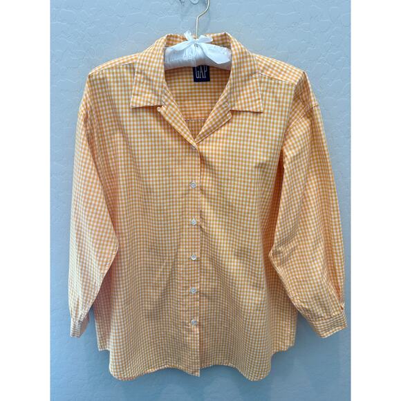 GAP | Y2K Vintage Fashion Yellow Gingham Button Down Long Sleeve Top | Small - Picture 1 of 6
